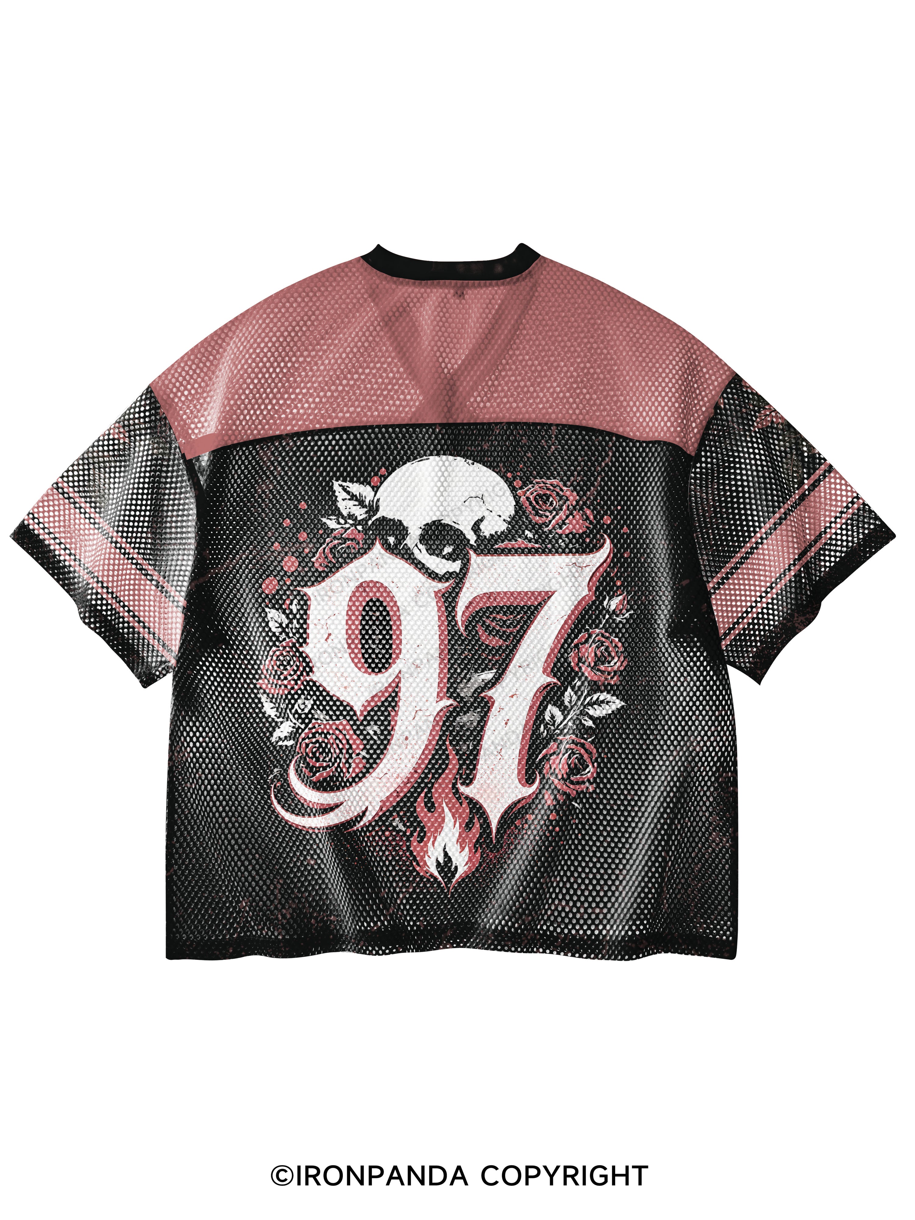 LIFT HEAVY READ SMUT SKELETON V-Neck Open Hole Mesh Top