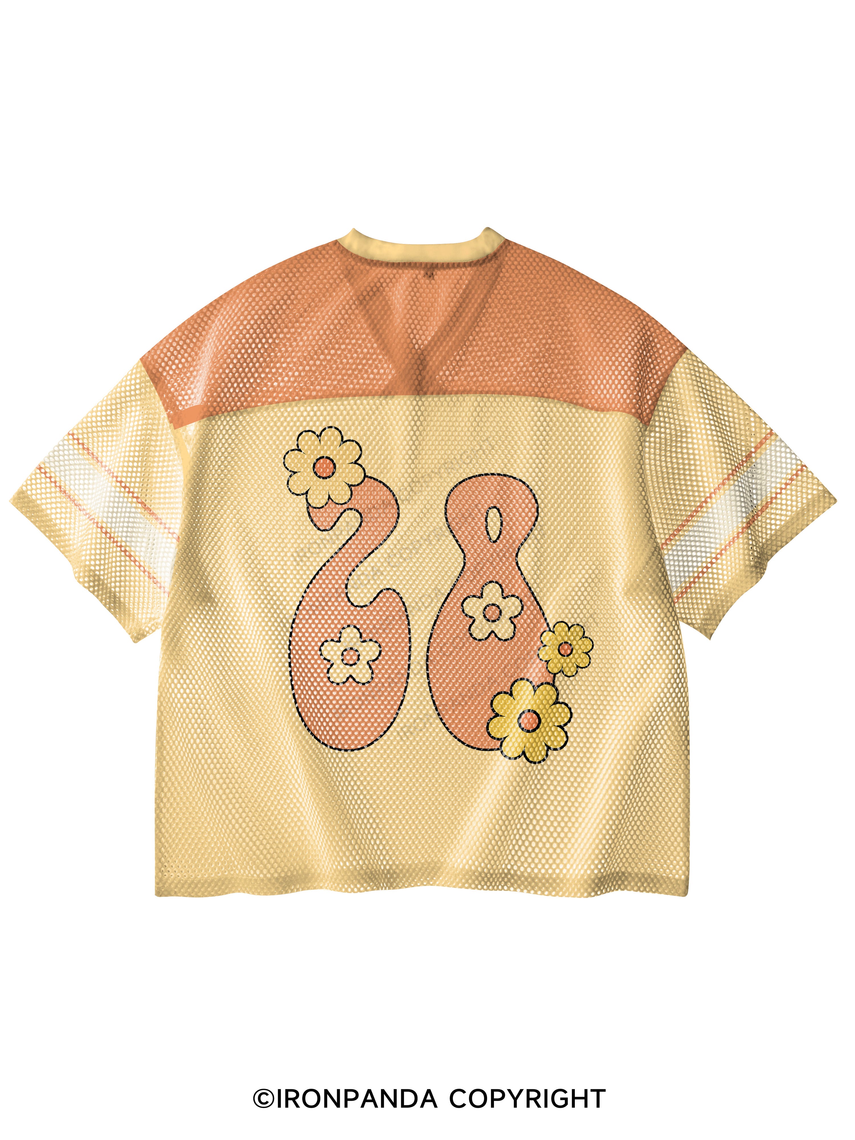 I'M LITERALLY JUST A GIRL FLOWER V-Neck Open Hole Mesh Top