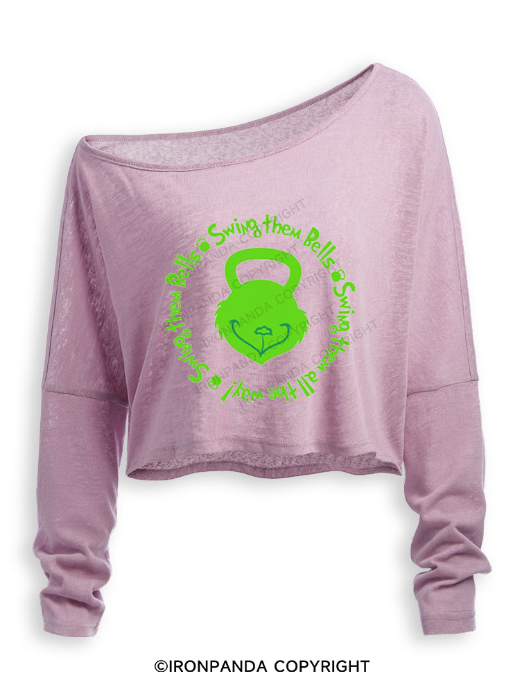 Swing them Bells, Swing them Bells, Swing them all the way Off Shoulder Long Sleeve Crop Top
