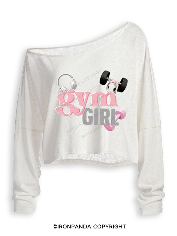 GYM GIRL Off Shoulder Long Sleeve Crop Top