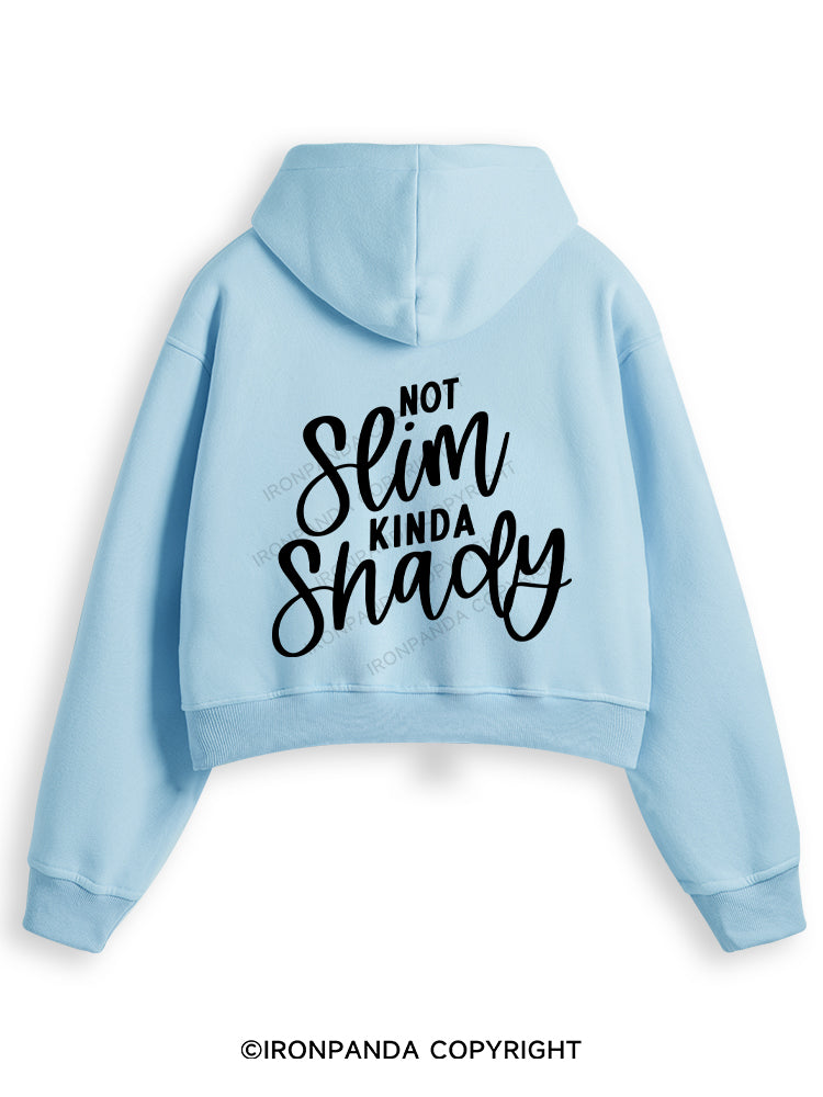 NOT SLIM KINDA SHADY Fleece Crop Zip Up Hoodie