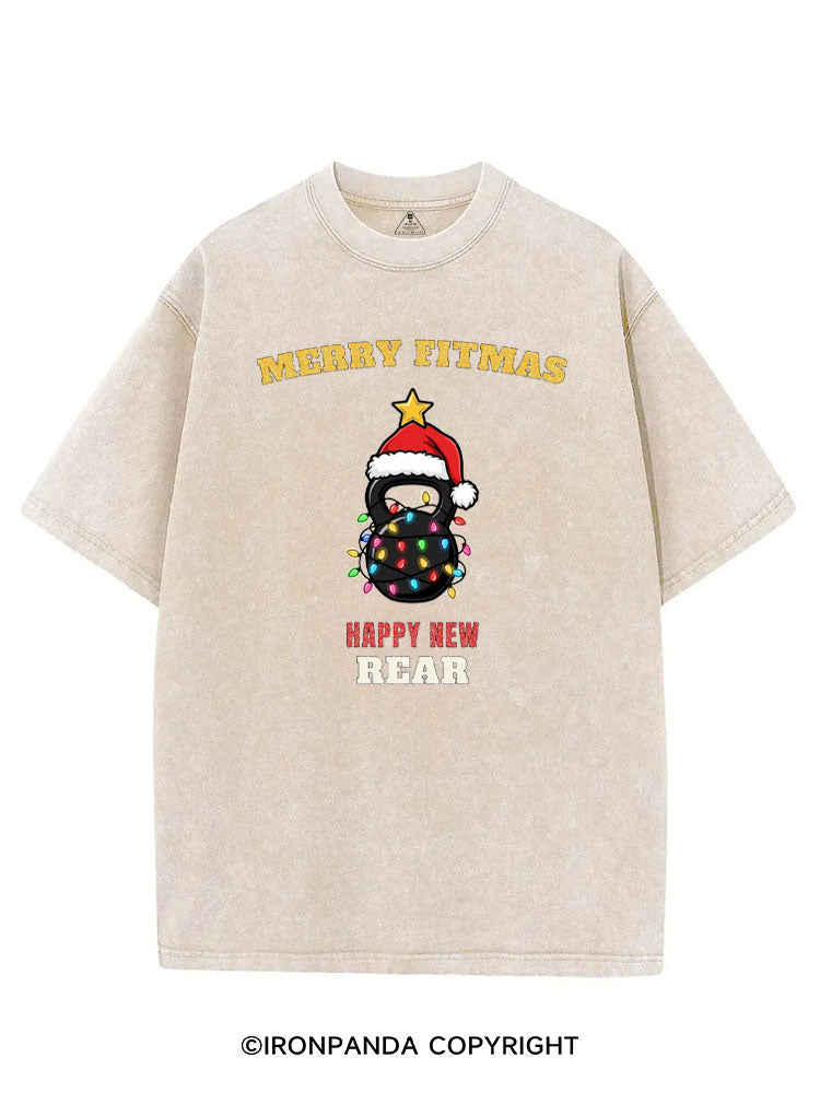 MERRY FITMAS HAPPY NEW REAR VINTAGE GYM SHIRT
