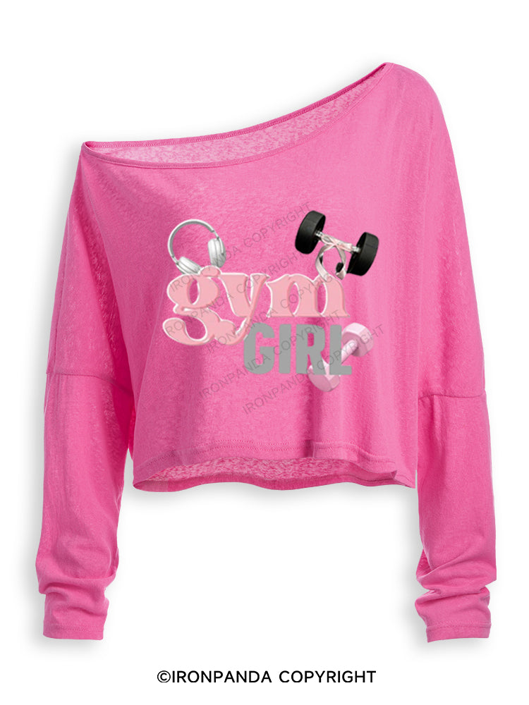 GYM GIRL Off Shoulder Long Sleeve Crop Top