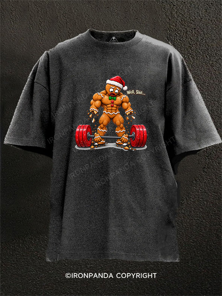 Well Shit Muscular Gingerbread Washed Gym Shirt