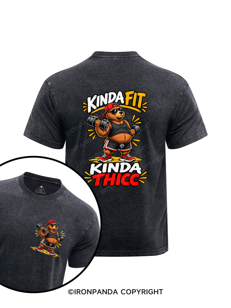 Kinda Fit Kinda Thicc Printed Washed Gym Shirt
