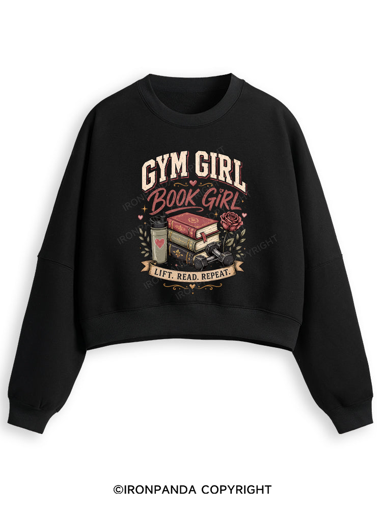 GYM GIRL BOOK GIRL Fleece Crop Sweatshirt