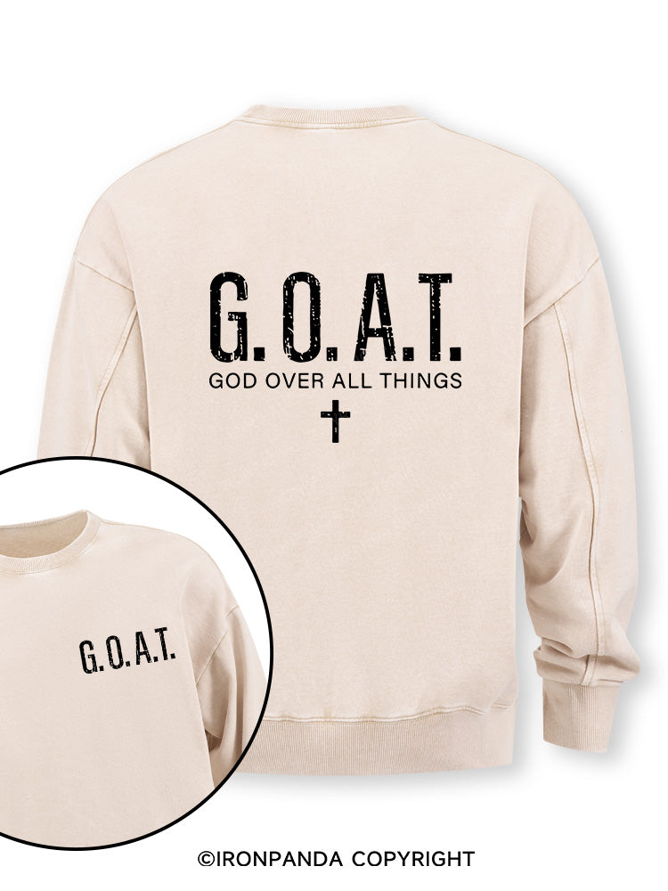 God over All Things Double-Sided Printed Washed Sweatshirt