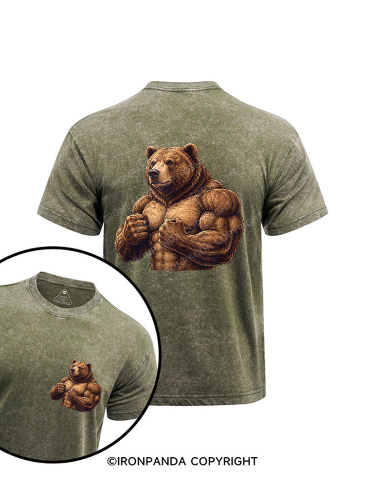 Buff Bear Bodybuilding Printed Washed Gym Shirt