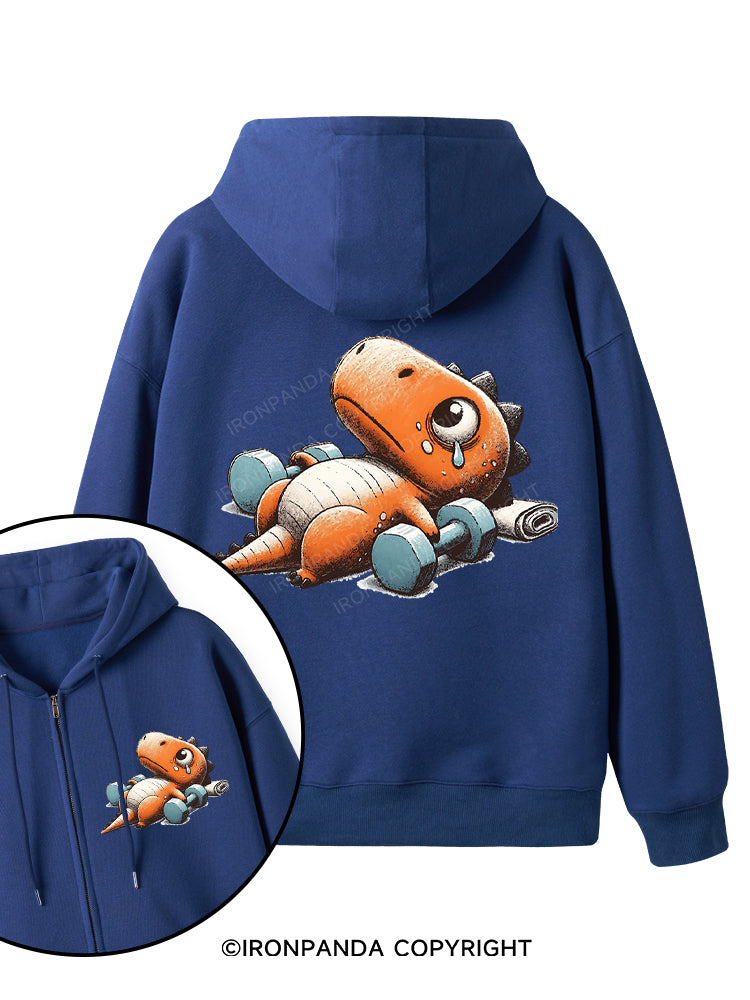 Dino-Sore After Workout Double-Sided Printed Fleece Zip Up Hoodie