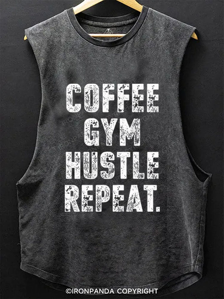 COFFEE GYM HUSTLE REPEAT Scoop Bottom Cotton Tank
