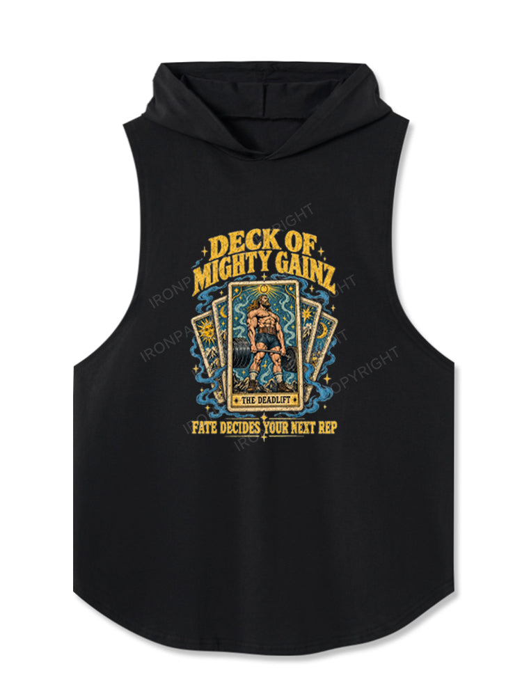 Deck Of Mighty Gainz The Deadlift Tarot Card Hooded Tank