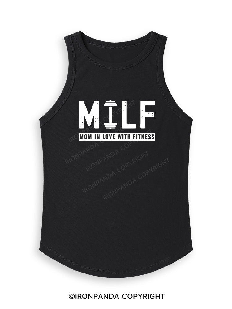 MILF MOM IN LOVE WITH FITNESS Fitted Tank Top