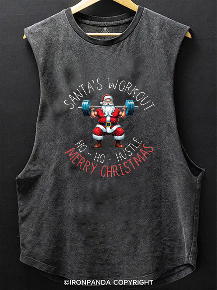 SANTA'S WORKOUT HO - HO - HUSTLE MERRY CHRISTMAS Scoop Bottom Cotton Tank