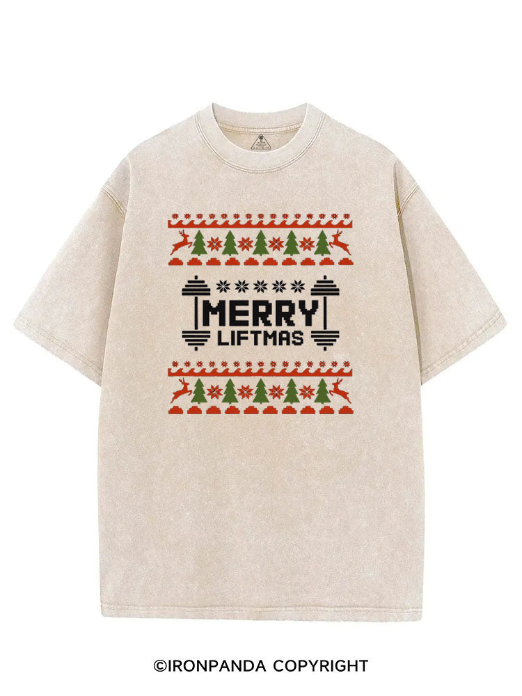MERRY LIFTMAS CHRISTMAS GYM HUMOR VINTAGE GYM SHIRT