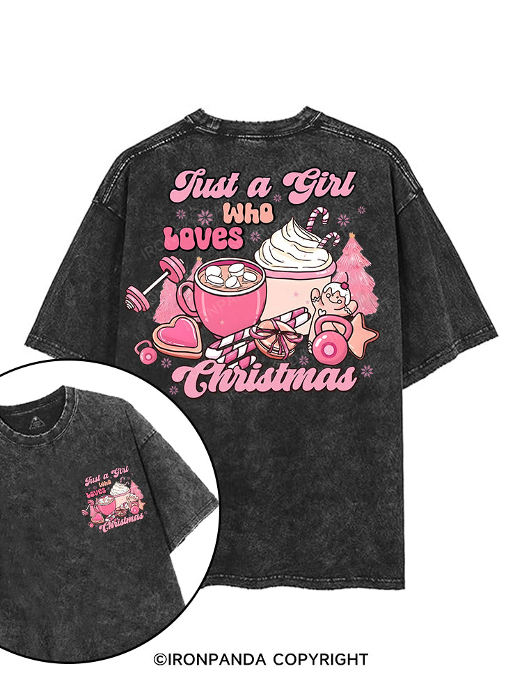 Just a Girl Who Loves Christmas printed Gym Shirt