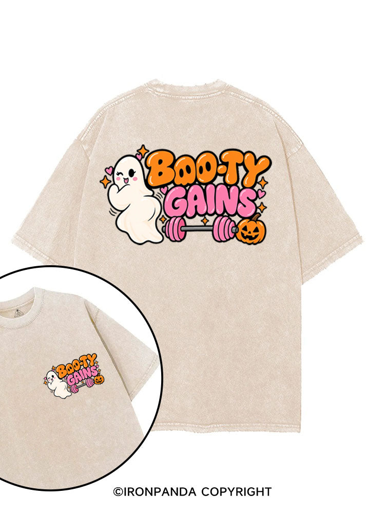BOO-TY GAINS CUTE GHOST HALLOWEEN printed Gym Shirt