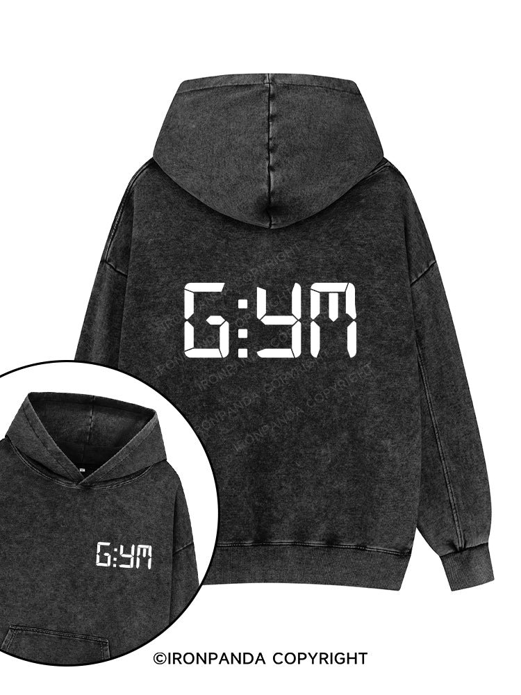 GYM Printed Washed Gym Hoodie