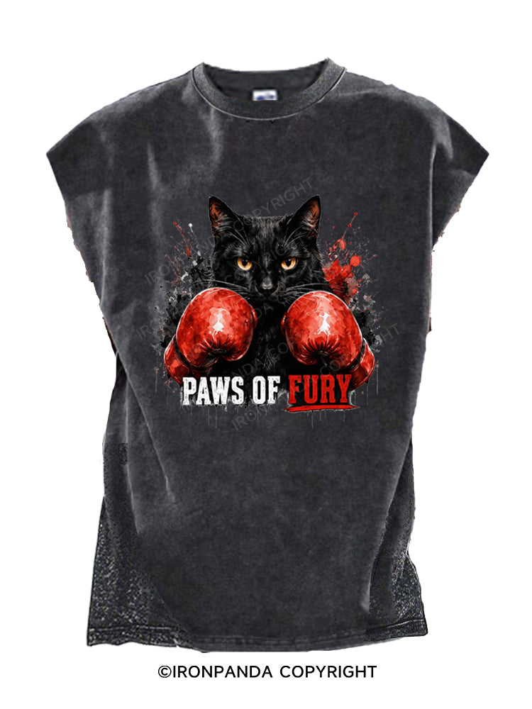 Paws of Fury Feline Boxer Cat Fighting Cut Off Tank