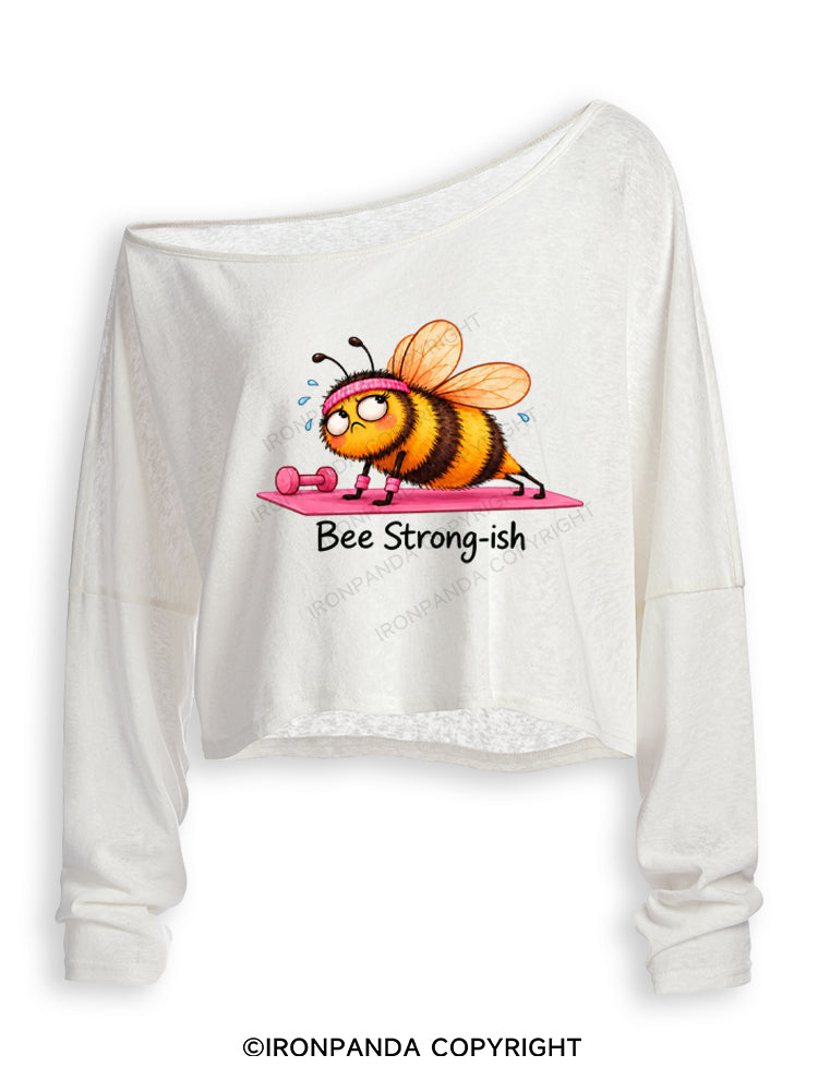 Bee Strong-ish Off Shoulder Long Sleeve Crop Top