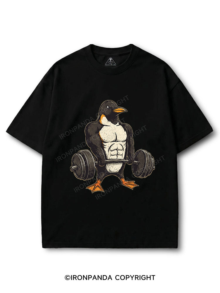 Muscular Penguin Deadlifting Heavy COTTON PUMP COVER