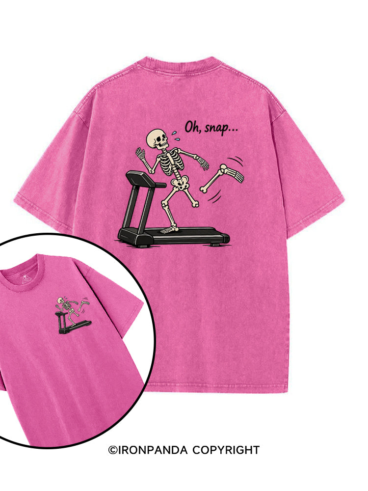 Oh Snap Funny Skeleton printed Gym Shirt