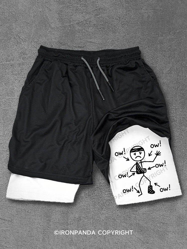 Funny Meme Ow Ow Ow Everything Hurts Performance Training Shorts