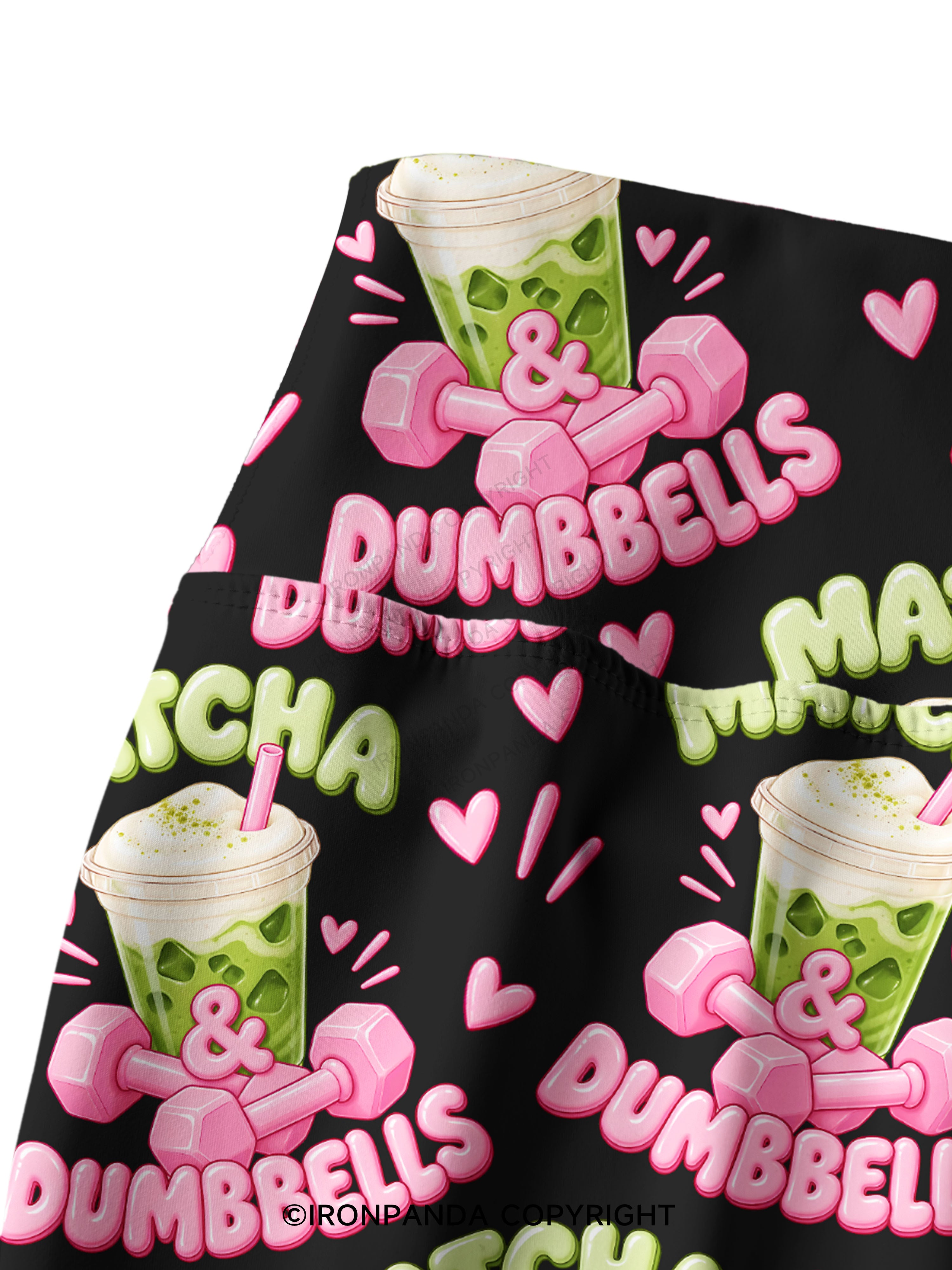 MATCHA & DUMBBELLS MATCHA GYM LOVER Printed Yoga Pants