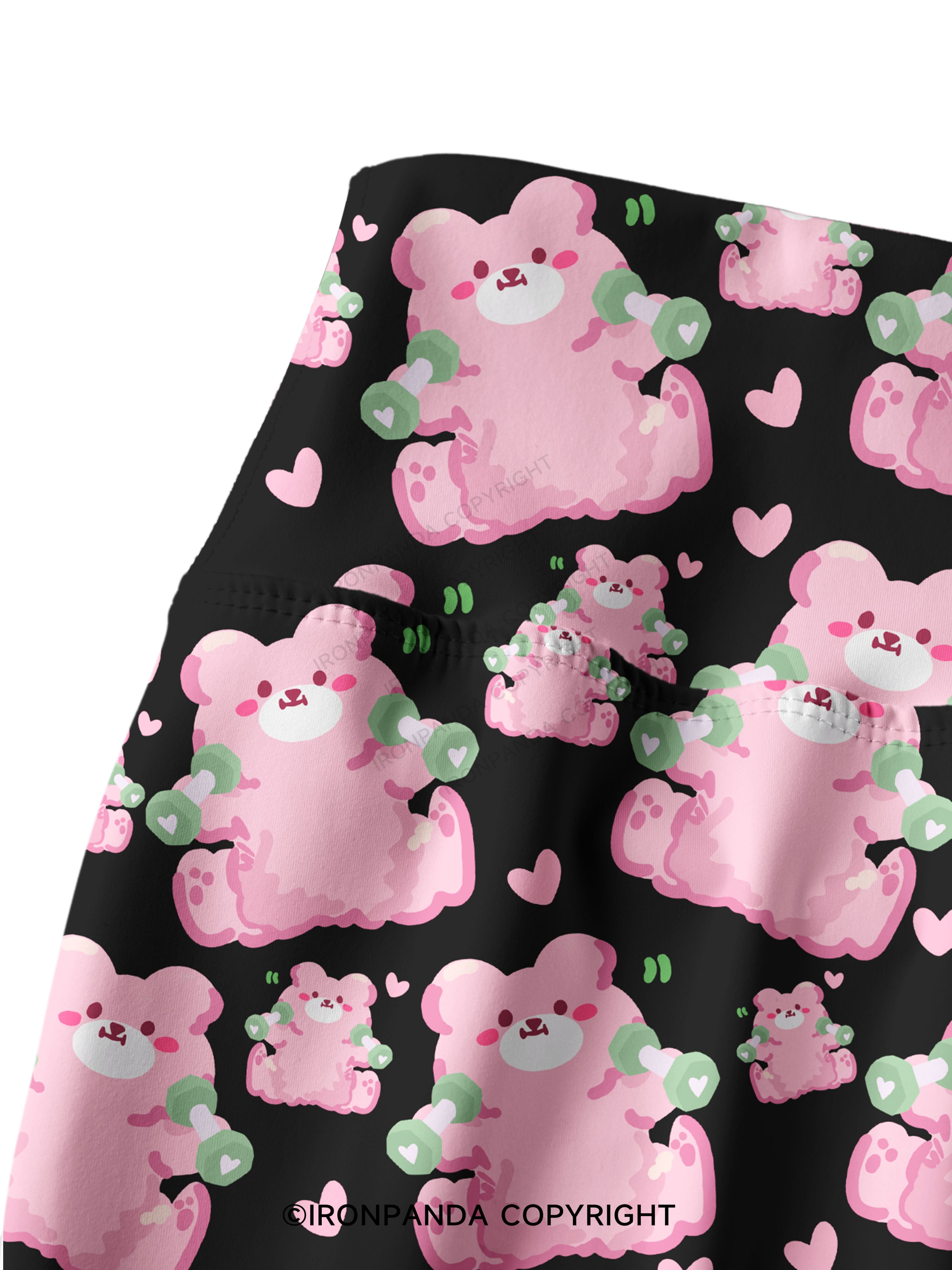 Pink Workout Bears Printed Yoga Pants