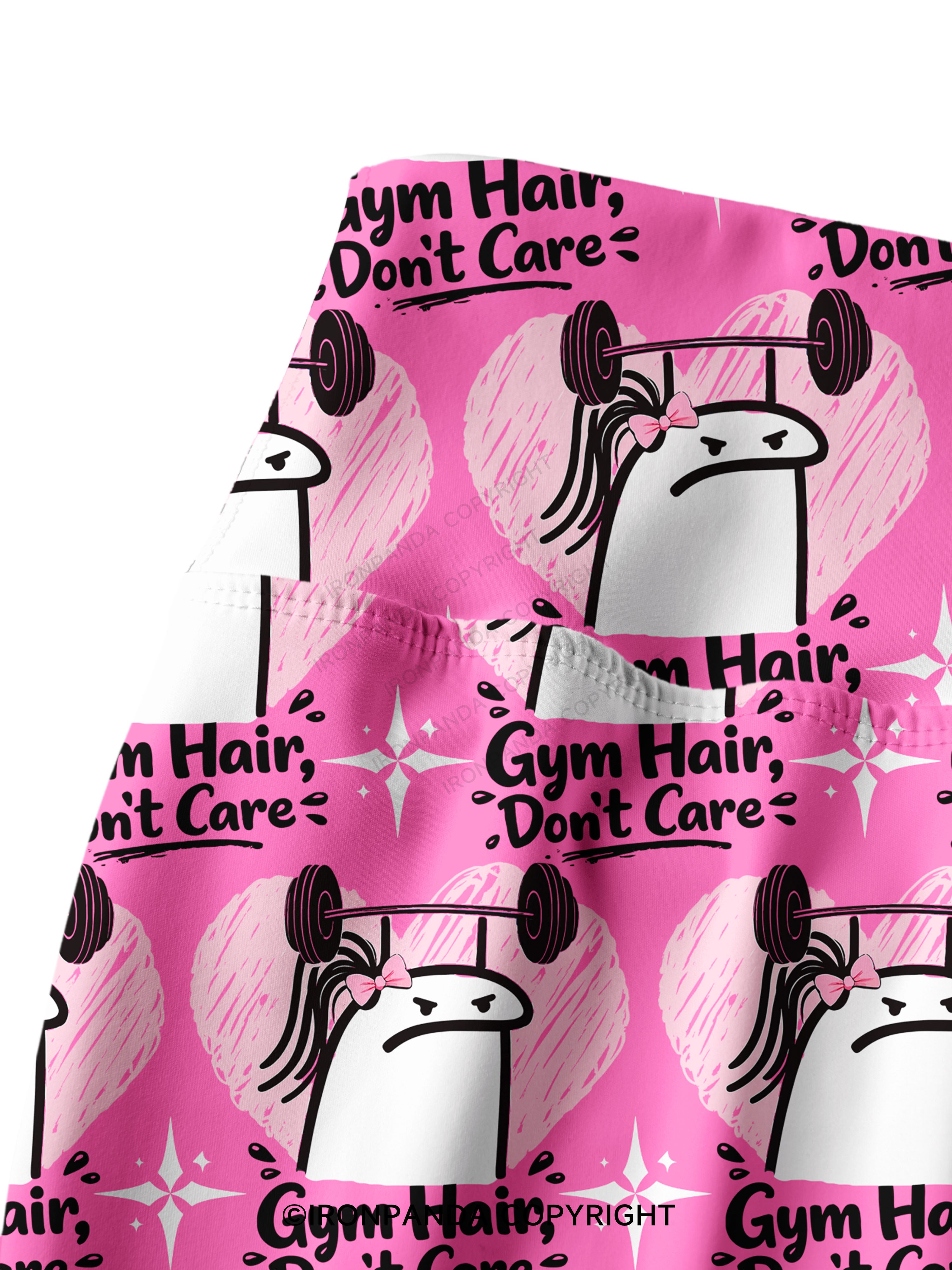 Gym Hair Don't Care Printed Yoga Pants