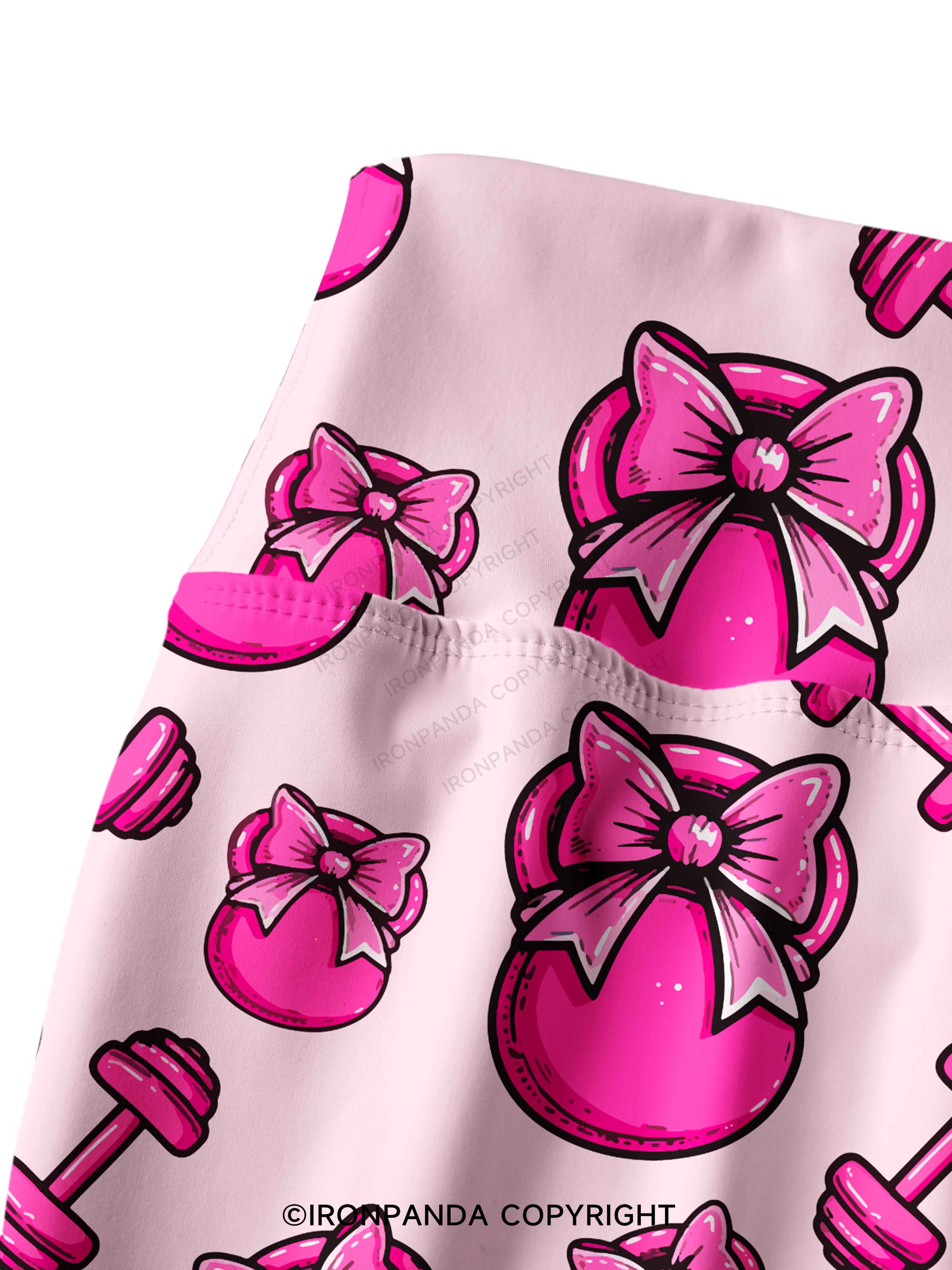 Pink Bow Gym Printed Yoga Pants
