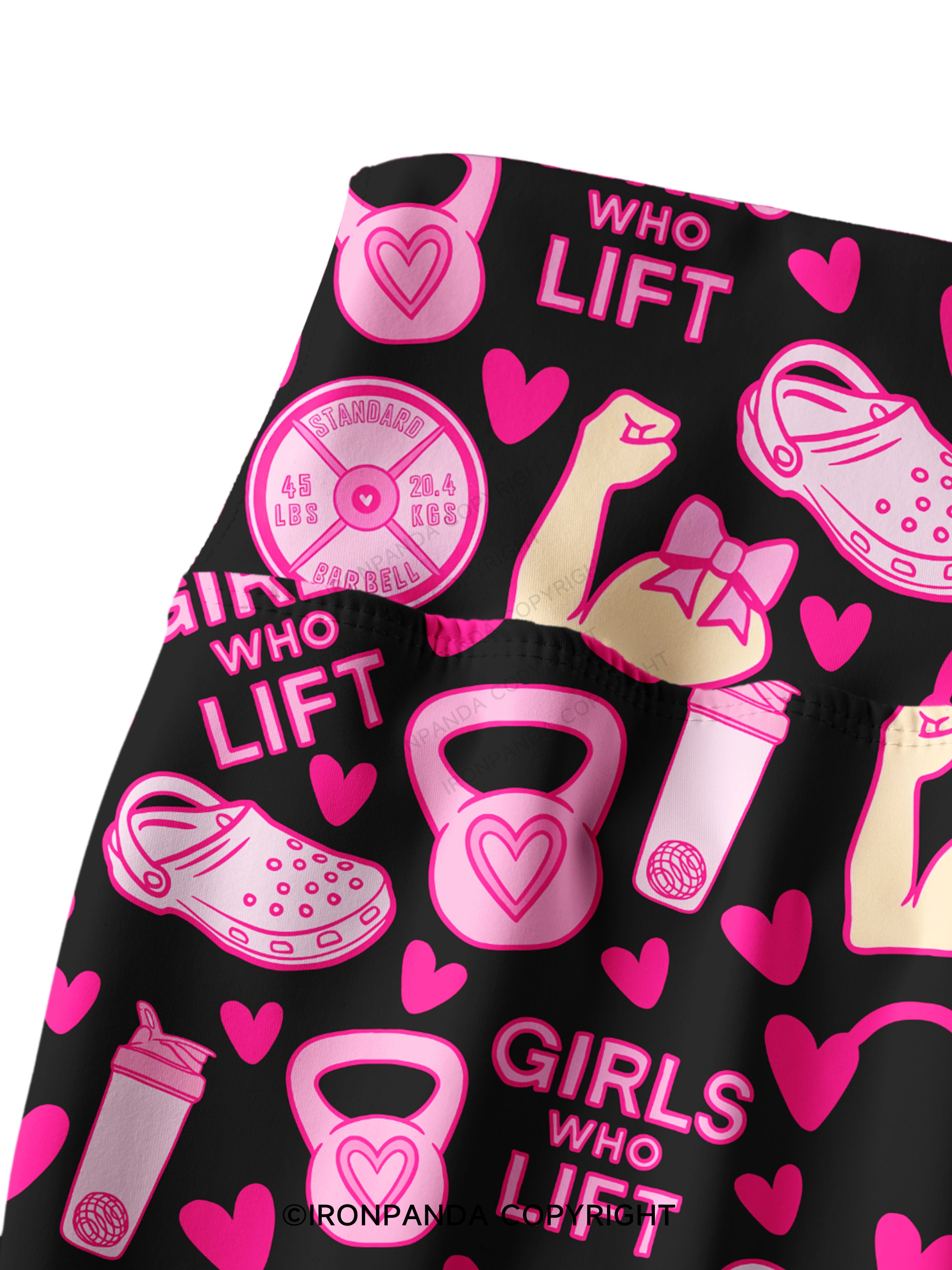 GIRLS WHO LIFT PINK GYM STYLE Printed Yoga Pants