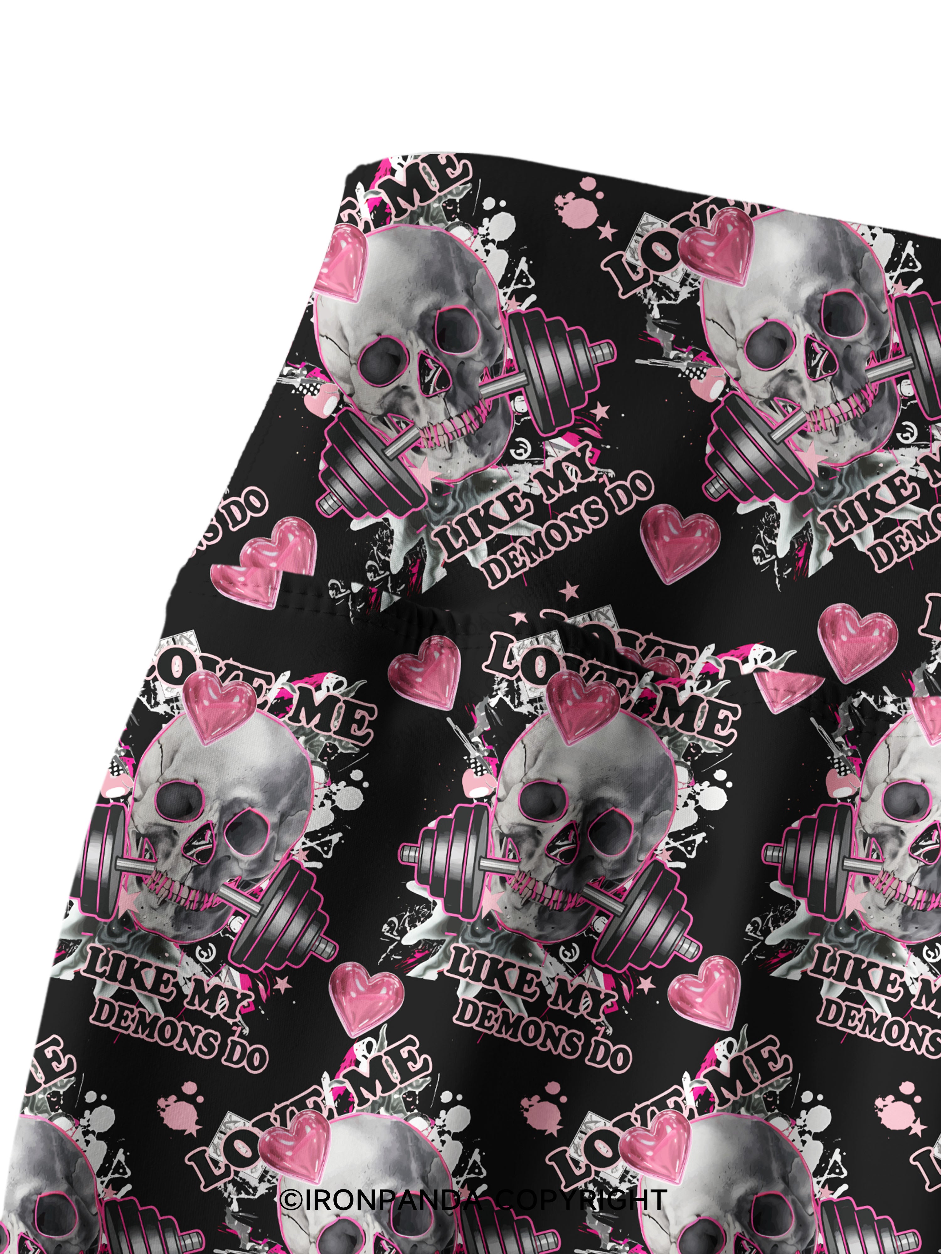 LOVE ME LIKE MY DEMONS DO Printed Yoga Pants