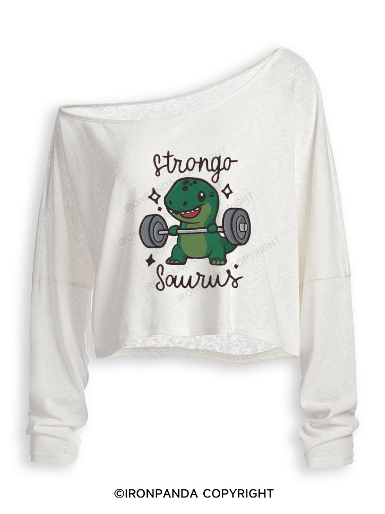 STRONGOSAURUS Off Shoulder Long Sleeve Crop Top