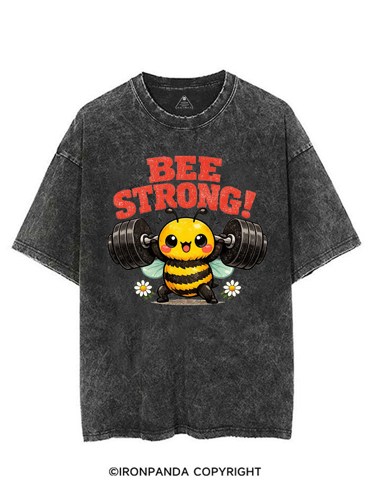 BEE STRONG CUTE FITNESS BUMBLEBEE VINTAGE GYM SHIRT