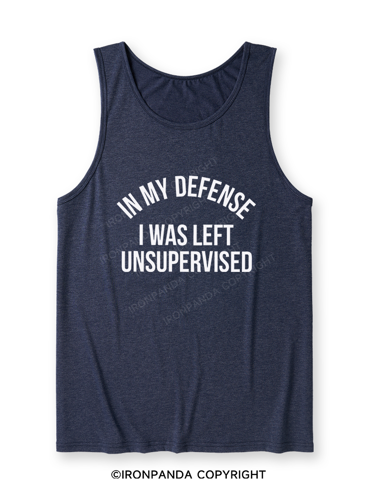 IN MY DEFENSE I WAS LEFT UNSUPERVISED Ultra Soft Heather Tank