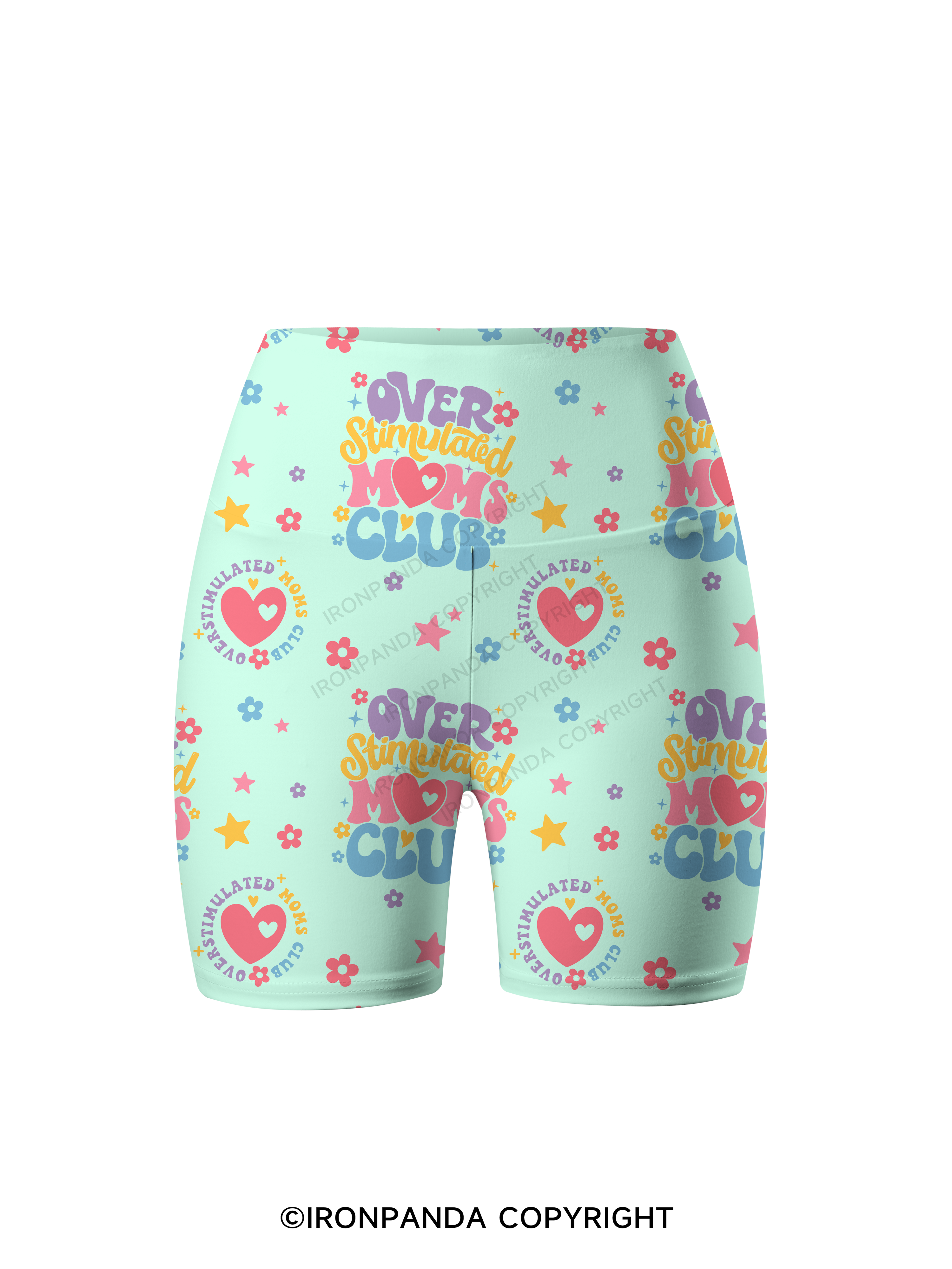 OVER STIMULATED MOMS CLUB WORKOUT Printed Yoga Cycling Shorts