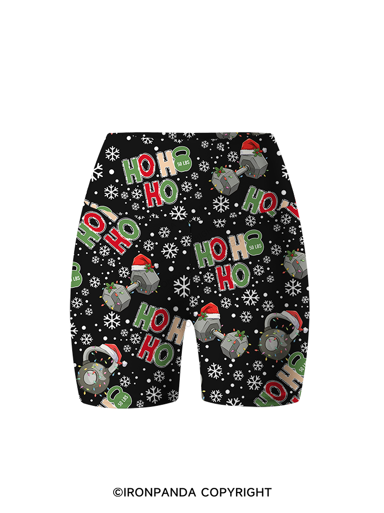 HOHOHO MERRY LIFTMASS Printed Yoga Cycling Shorts