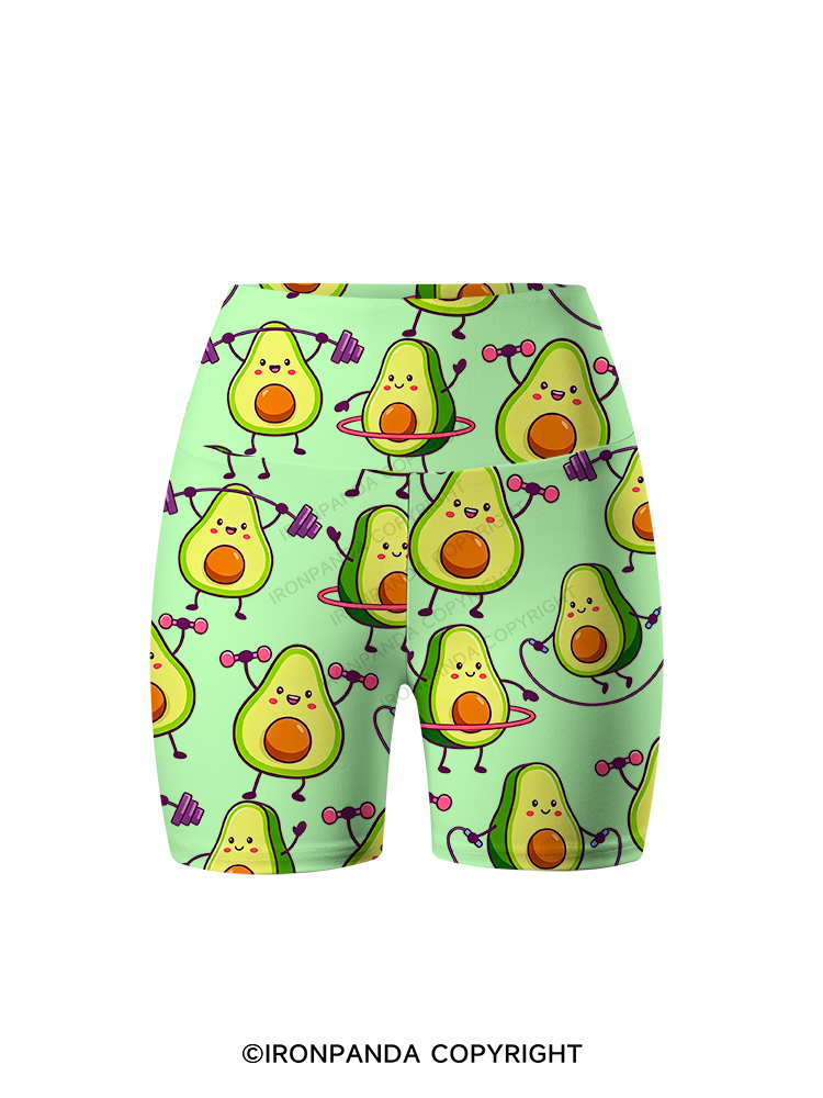 AVOCADO FITNESS PARTY Printed Yoga Cycling Shorts