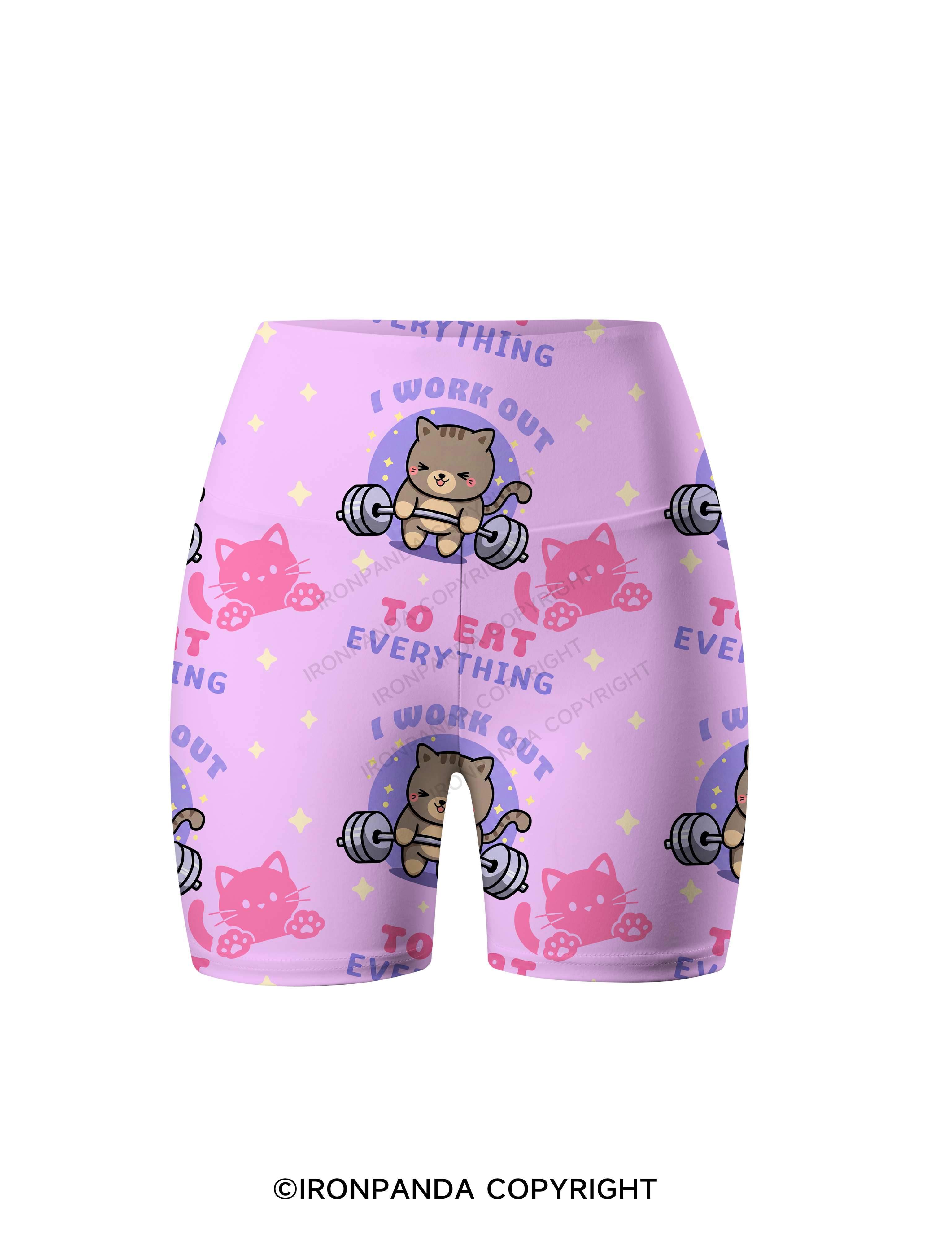 I WORK OUT TO EAT EVERYTHING Printed Yoga Cycling Shorts