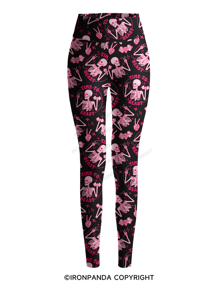 TIME TO BEAST Printed Yoga Pants