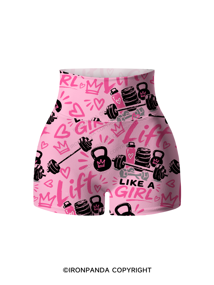Lift Like a Girl Printed Yoga Shorts