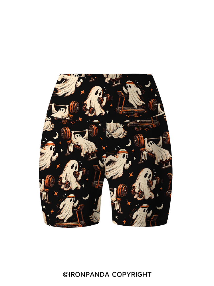 Funny Ghost Weightlifting Fitness Printed Yoga Cycling Shorts