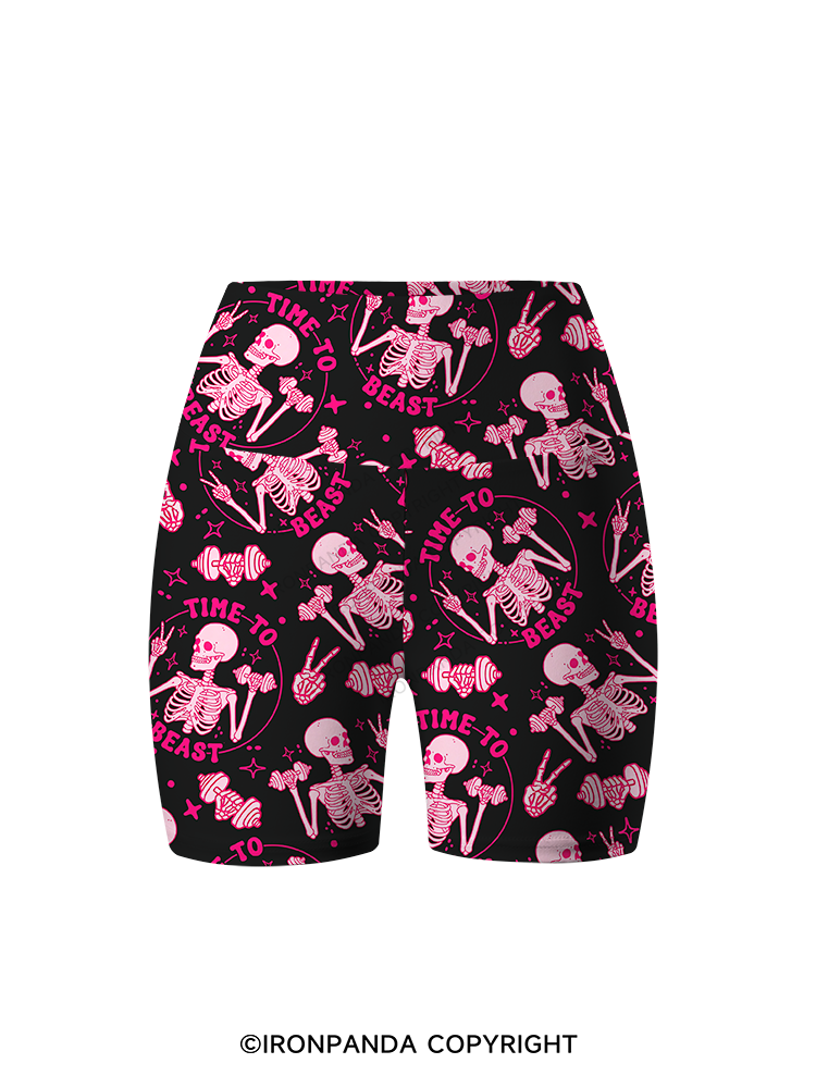 TIME TO BEAST Printed Yoga Cycling Shorts