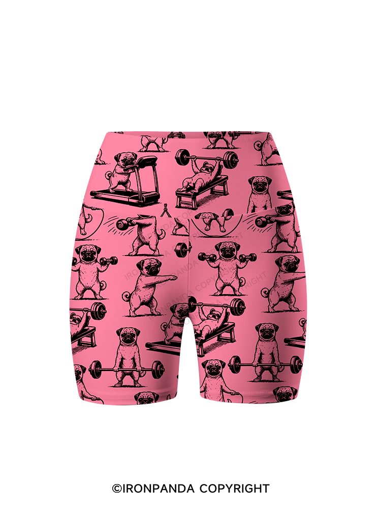 Pug Workout Yoga Printed Yoga Cycling Shorts