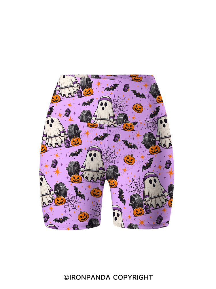 Creep It Lifting Ghost Printed Yoga Cycling Shorts