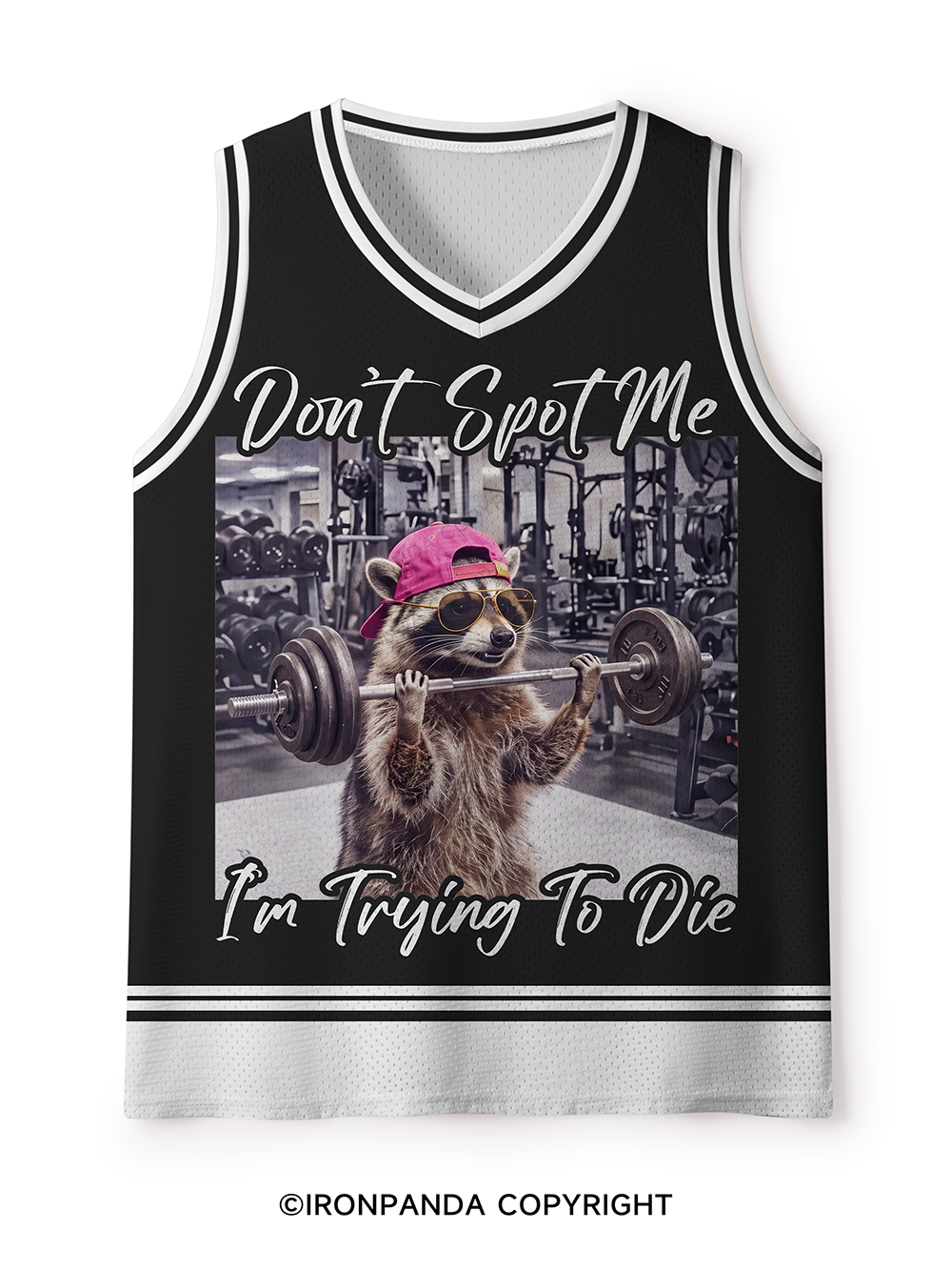 Don't Spot Me Raccoon Weightlifting Mesh Tank Top