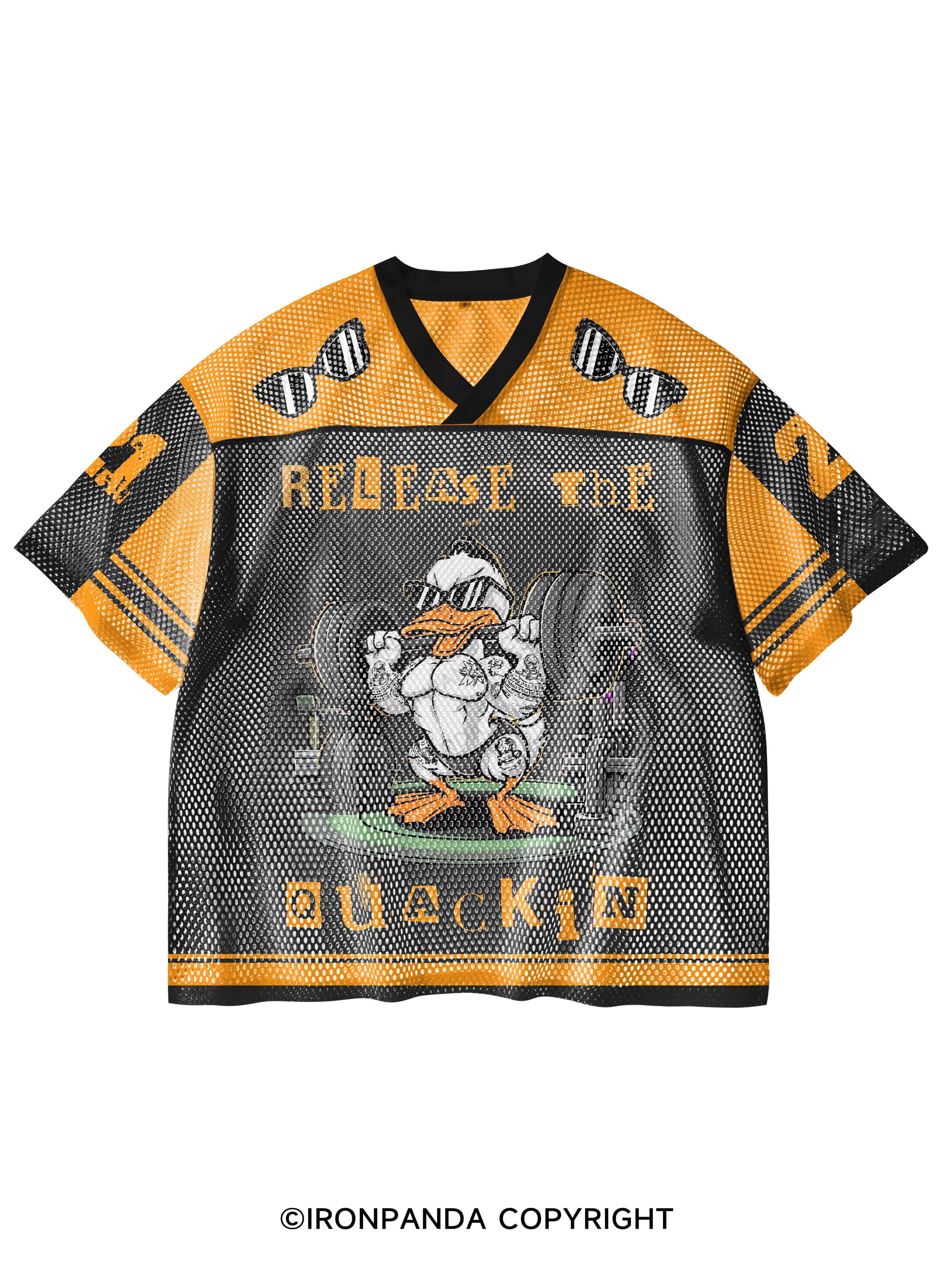 STRONG DUCK RELEASE THE QUACKIN DEADLIFT V-Neck Open Hole Mesh Top