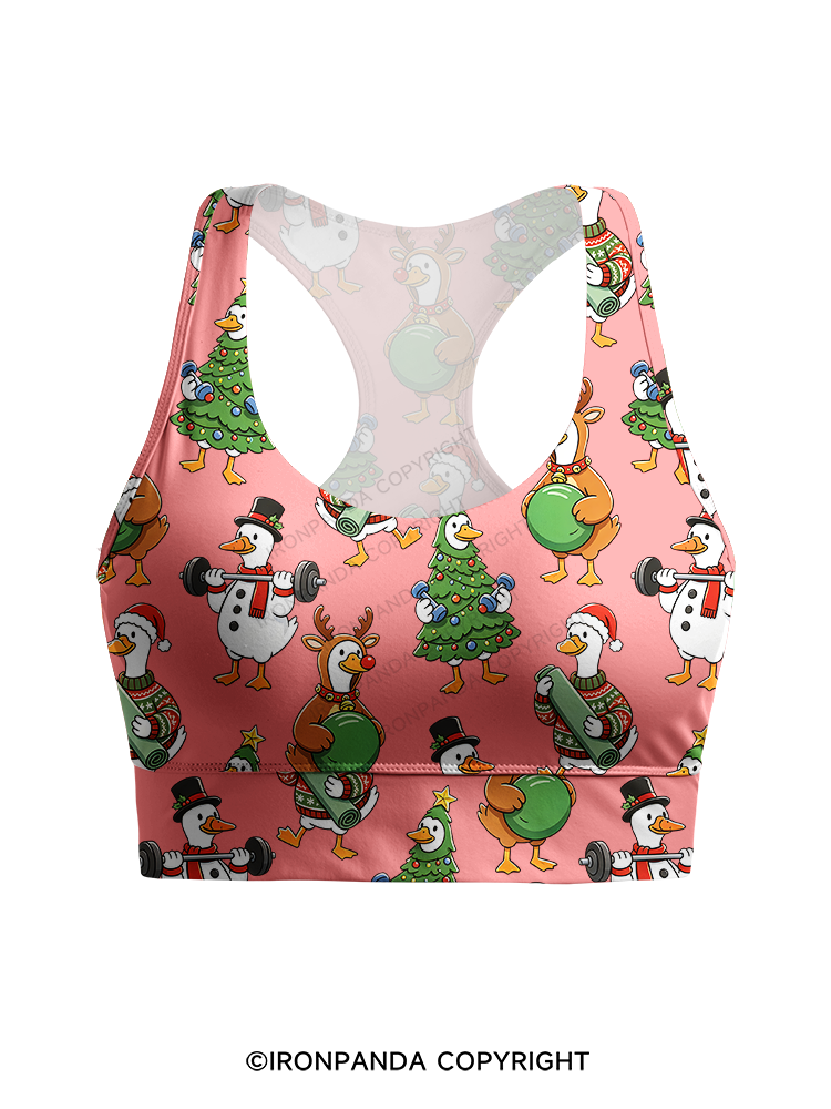 Weightlifting Goose Christmas Racerback Sports Bra