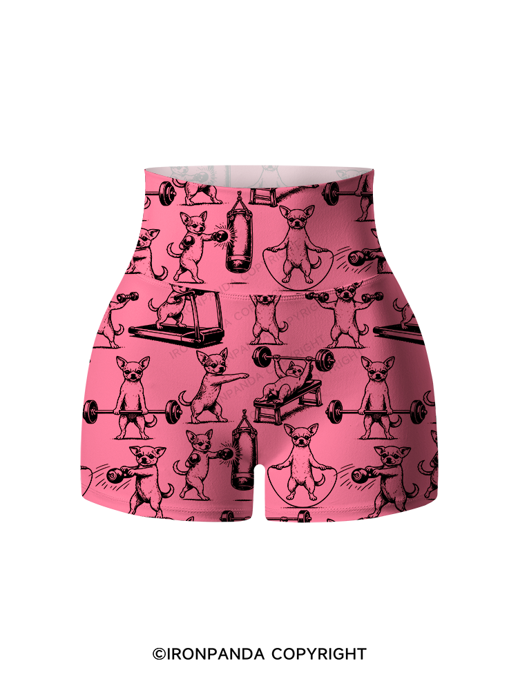 Chihuahua Workout Printed Yoga Shorts