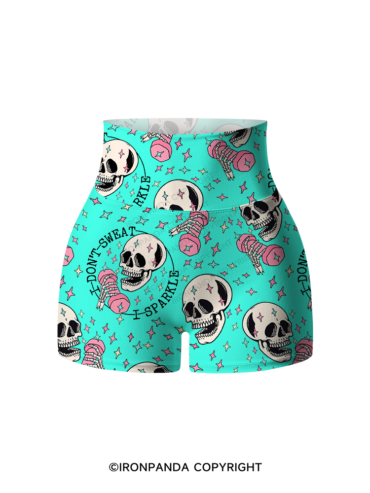 I DON’T SWEAT I SPARKLE Printed Yoga Shorts